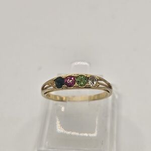 14K Gold Plated I Love You Family Birthstone Ring